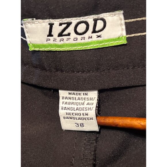 Izod Performx Mens Flat Front Black Shorts Size 38 Polyester Blend Stretch Fabri - Picture 7 of 8